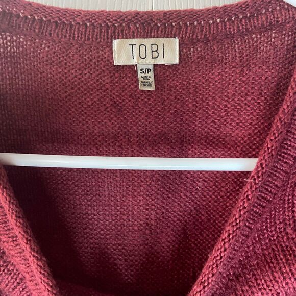 Tobi Maroon Oversized Sweater With Black Mesh | Size Sm/P Boyfriend Sweater - Picture 4 of 5